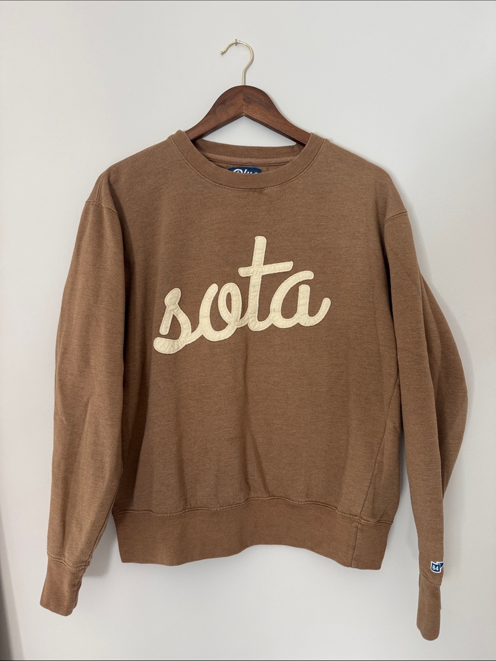 Blue 84 Brown 'Sota' Crewneck Sweatshirt with Cream Script - Picture 2 of 5